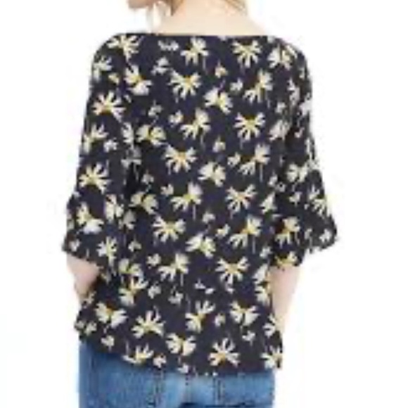 Banana Republic‎ East Care Flutter Sleeves Floral Top / Blouse pull over Sz L - Picture 8 of 8